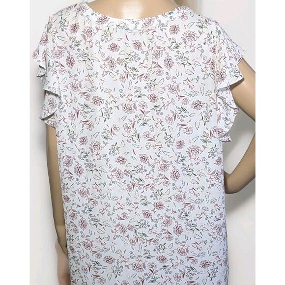 Peace & Pearls Women Plus Size 1X Floral Top Blouse Short Flutter Sleeves - Picture 2 of 8